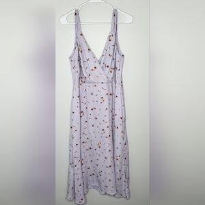 Row A Size XL Lavender & Floral Chiffon V Neck Tank Dress With Side Slit